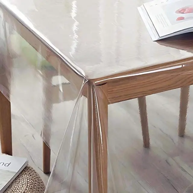 Alt view image 6 of 7 - sancua Clear Plastic Table Cover Protector Waterproof Tablecloth 54x78 Inch | Vinyl PVC Rectangle Table Cloth, Oil Spill Proof Wipe Clean, For Dining Tables, Parties & Camping, Crystal Clear