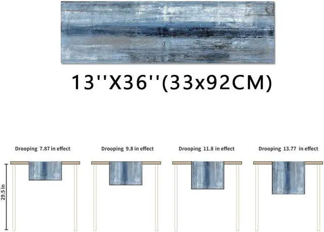 Alt view image 7 of 7 - Blue Grey Table Runners Modern Art Farmhouse Linen Table Runners Dresser Scarves Retro Rustic Style for Party Kitchen Dining Table Coffee Holiday Party Decor (13"x 36", Blue Grey)