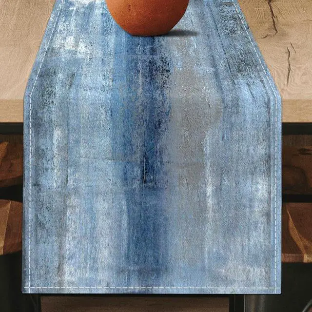 Alt view image 2 of 7 - Blue Grey Table Runners Modern Art Farmhouse Linen Table Runners Dresser Scarves Retro Rustic Style for Party Kitchen Dining Table Coffee Holiday Party Decor (13"x 36", Blue Grey)