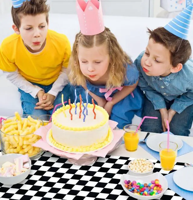 Alt view image 3 of 7 - 6 Pcs Black and White Checkered Table Runner 14 x 108 Plastic Table Runner for Race Car Theme Party Birthday Baby Shower Disposable Table Runner