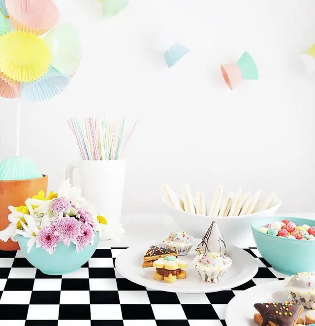 Alt view image 4 of 7 - 6 Pcs Black and White Checkered Table Runner 14 x 108 Plastic Table Runner for Race Car Theme Party Birthday Baby Shower Disposable Table Runner