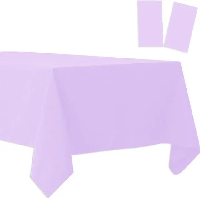 Main image of 2 Pack Plastic Tablecloths Disposable Table Covers Plastic Table Cloths for BBQ Picnic Birthday Wedding Parties Waterproof and Oil-proof Table Cloth Light Weight Light Purple TableCover 54 x 108 In