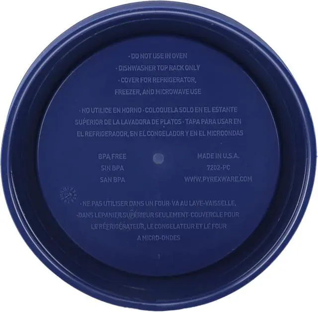 Alt view image 2 of 5 - Pyrex 7202-PC (1-Cup) Dark Blue Replacment Lids (4-Pack) - Made in USA | BPA-Free Plastic | Round Shape | Designed For 7202 Glass Bowl | Dishwasher Safe | Resists Stains And Odors