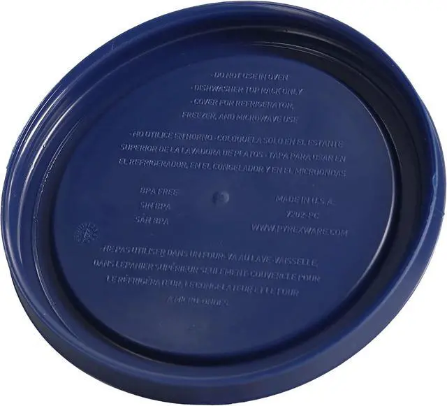 Alt view image 4 of 5 - Pyrex 7202-PC (1-Cup) Dark Blue Replacment Lids (4-Pack) - Made in USA | BPA-Free Plastic | Round Shape | Designed For 7202 Glass Bowl | Dishwasher Safe | Resists Stains And Odors
