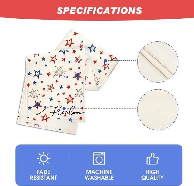 Alt view image 5 of 7 - Artoid Mode Patriotic Freedom Stars 4th of July Table Runner, Memorial Day Holiday Kitchen Dining Table Decor for Indoor Outdoor Home Party Decoration 13 x 72 Inch