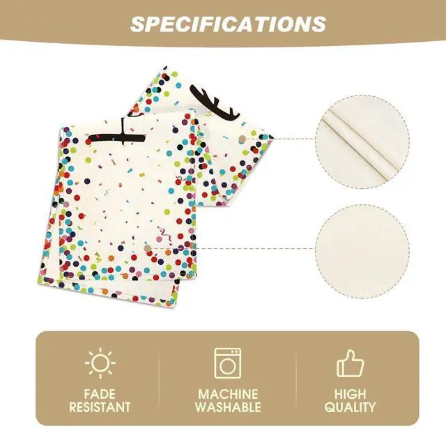 Alt view image 5 of 7 - Artoid Mode Polka Dot Beige Happy Birthday Table Runner, Seasonal Kitchen Dining Table Decoration for Home Party Decor 13x72 Inch