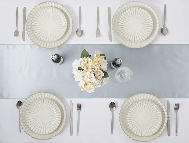 Alt view image 5 of 7 - Silver Satin Table Runner, 12x108 Inches, 2 Pack | Premium Satin, Smooth Silk-Like Surface, Elegant Table Decor, Wedding Prom Event Party Banquet Supplies