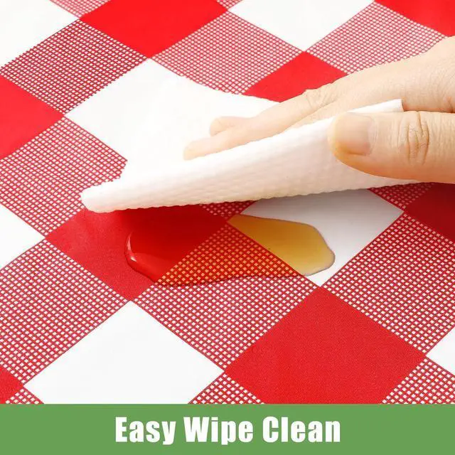 Alt view image 4 of 7 - Smiry 3 Pack Red Gingham Disposable Tablecloths, 54" x 108" Rectangle Plastic Checkered Table Cloth, Waterproof Buffalo Plaid Table Covers for Picnic, Outdoor, Birthday, Party