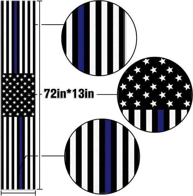 Alt view image 3 of 6 - Thin Blue Line American Police Table Runner USA Police Theme Party Decoration Law Enforcement Dining Room Home Kitchen Table Decor (13" x 72")