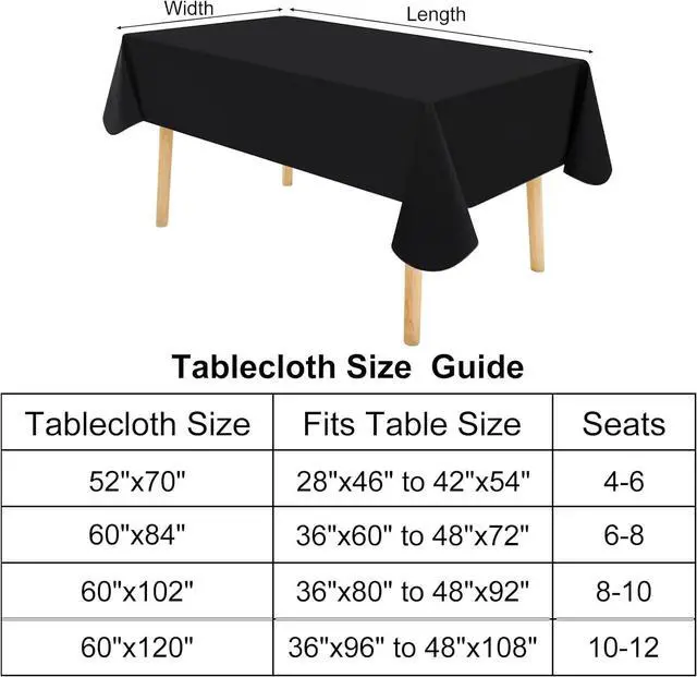 Alt view image 7 of 7 - homing Rectangle Black Vinyl Waterproof Tablecloth with Flannel Backed | Spillproof Wipe Clean Table Cloth, Plastic Flannel Backing for Dining, Buffet Parties Picnic Camping, 60" x 84"