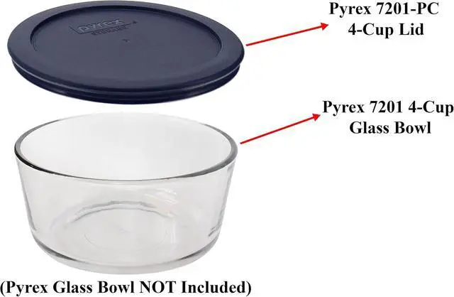 Alt view image 3 of 5 - Pyrex 7201-PC (4-Cup) Blue Food Storage Lid (3-Pack) - Made in USA | Non-Porous Surface | Warp-Resistant Build | Spill-Reducing Seal | Easy Cleaning