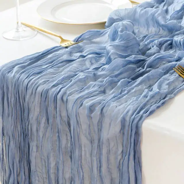 Main image of Sioloc Dusty Blue Cheesecloth Table Runner 120'' x 35'',Spring Easter Decor Soft Gauze Boho Wedding Table Decor for 10ft Table Birthday Party,Baby Shower, Bridal Shower, Home & Event Decor