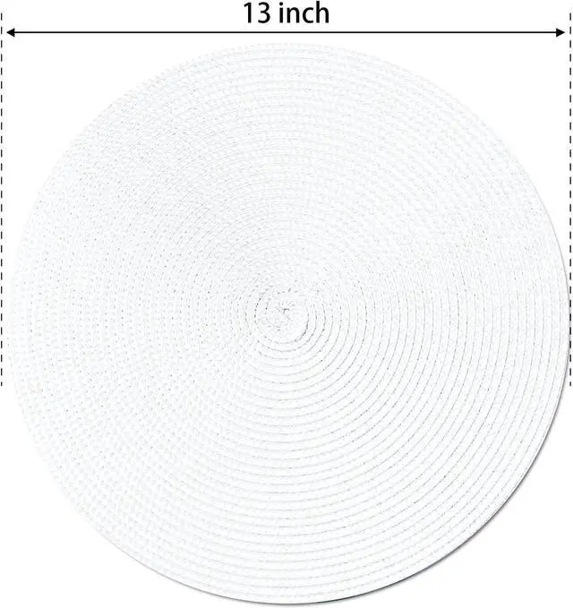 Alt view image 2 of 6 - FunWheat Round Braided Placemats Set of 4 Place Mats for Dining Tables Woven Washable Non-Slip Table mats Small 13 inch(S White, 4pcs)
