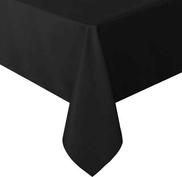 Main image of sancua Rectangle Tablecloth, 60 x 84 Inch, Black | Stain and Wrinkle Resistant, Washable Polyester Cloth, Decorative Fabric Cover, For Dining Tables, Buffet Parties and Camping