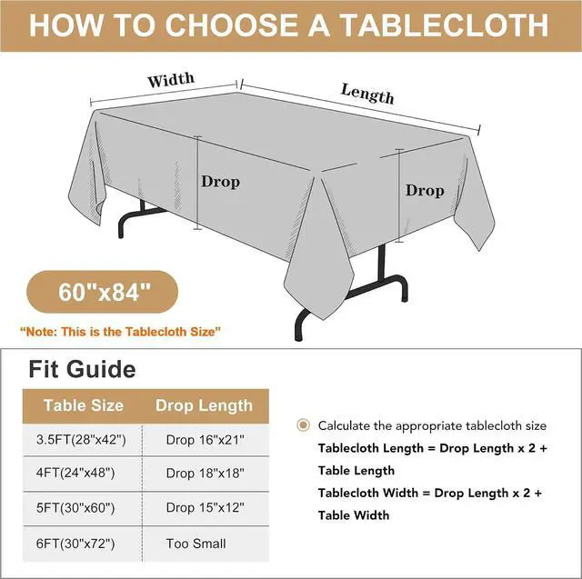 Alt view image 7 of 7 - sancua Rectangle Tablecloth, 60 x 84 Inch, Black | Stain and Wrinkle Resistant, Washable Polyester Cloth, Decorative Fabric Cover, For Dining Tables, Buffet Parties and Camping