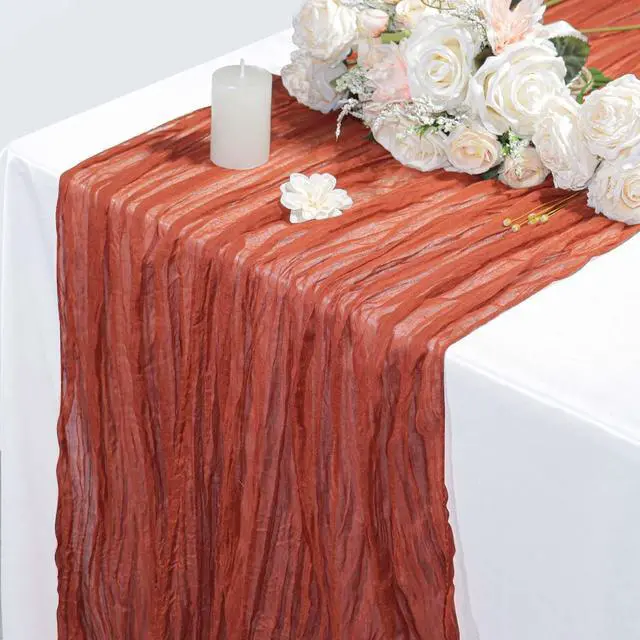 Main image of 1 Pack Cheesecloth Table Runner Boho Rustic Gauze (Terracotta) | Suitable for Wedding and Baby Shower, Spring Home Decorations, Mothers Day and Bridal Birthday Party Supplies