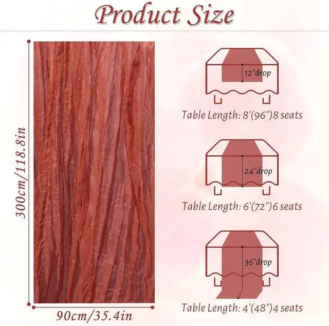 Alt view image 2 of 7 - 1 Pack Cheesecloth Table Runner Boho Rustic Gauze (Terracotta) | Suitable for Wedding and Baby Shower, Spring Home Decorations, Mothers Day and Bridal Birthday Party Supplies
