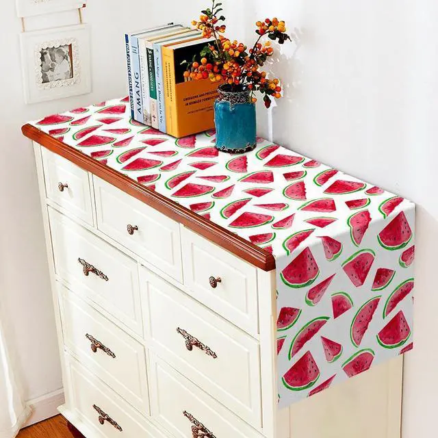 Alt view image 5 of 5 - Vohado Watermelon Table Runner Spring Summer Watermelon Theme Party Decoration Dining Room Holiday Home Kitchen Island Decor