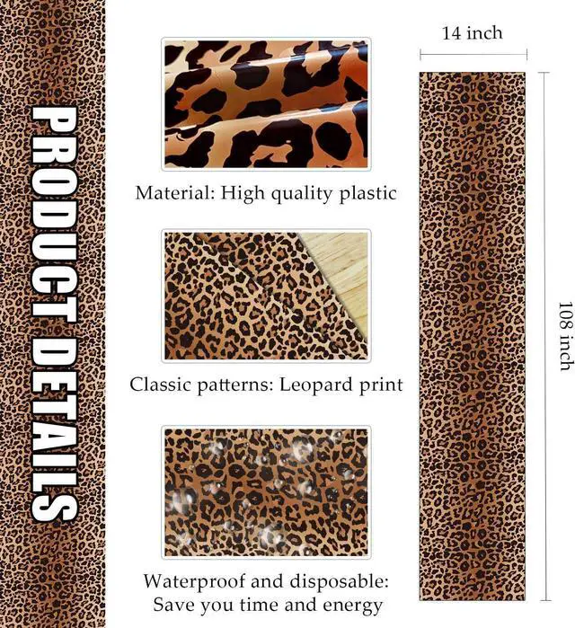 Alt view image 2 of 7 - 3 PCS Leopard Print Table Runner 14 x 108 Plastic Cheetah Print Table Runner for Jungle Safari Party Birthday Bachelorette Wedding Disposable Tables Runner