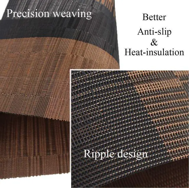 Alt view image 3 of 7 - PIGCHCY Placemats,Durable Placemats for Dining Table,Washable Woven Vinyl Kitchen Placemats Set of 4 (Brown)