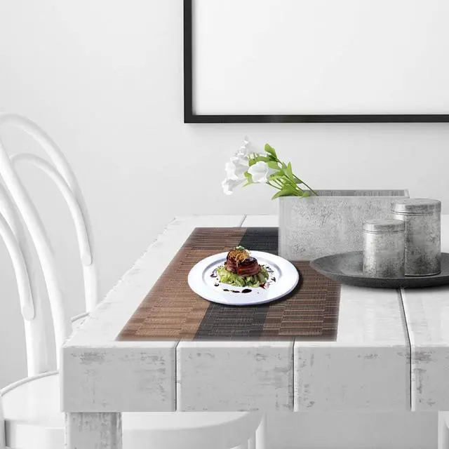 Alt view image 6 of 7 - PIGCHCY Placemats,Durable Placemats for Dining Table,Washable Woven Vinyl Kitchen Placemats Set of 4 (Brown)
