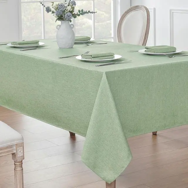 Alt view image 2 of 7 - Veblandy Rectangle Tablecloth Waterproof Linen Textured Table Cloth Stain and Wrinkle Resistant Washable, Decorative Fabric Table Cover for Dining, Party and Camping (Sage Green, 52 * 70)