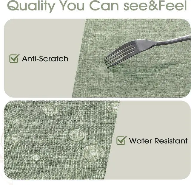 Alt view image 4 of 7 - Veblandy Rectangle Tablecloth Waterproof Linen Textured Table Cloth Stain and Wrinkle Resistant Washable, Decorative Fabric Table Cover for Dining, Party and Camping (Sage Green, 52 * 70)