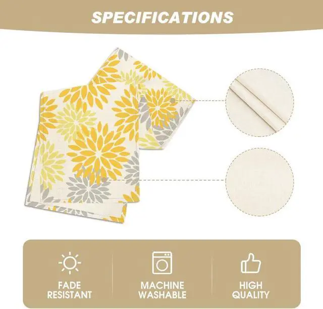 Alt view image 5 of 7 - Artoid Mode Yellow Dahlia Floral Pinnata Summer Table Runner, Seasonal Spring Holiday Kitchen Dining Table Decoration for Home Party Decor 13x72 Inch
