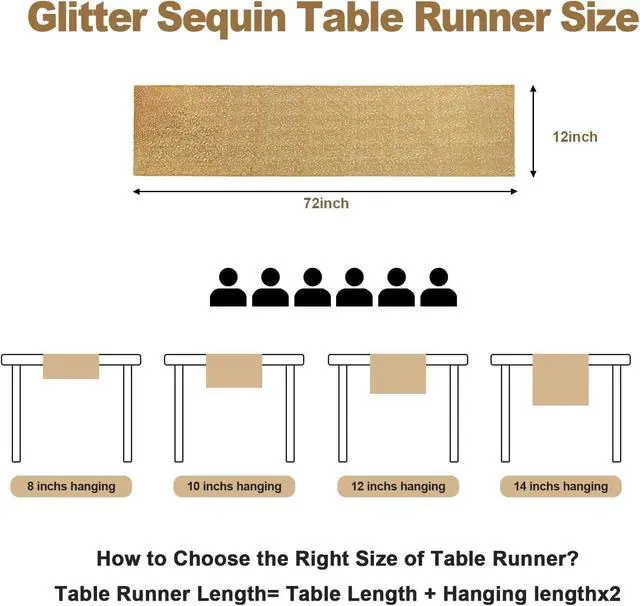 Alt view image 2 of 5 - 2 Packs Gold Glitter Sequin Table Runners- 12"x72" for Birthday, Wedding, Pre-Wedding Party, Celebration, Festival Decoration