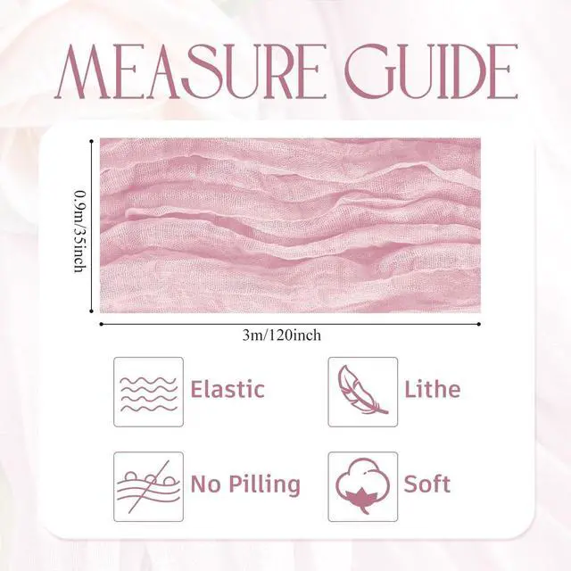 Alt view image 2 of 7 - Wokceer Cheesecloth Table Runner Pink 10FT Boho Gauze Runner for Party | 120 Inch Cheese Cloth Table Runner Blushing Pink Rustic Sheer Runners for Wedding Birthday Baby Shower Christmas Table Decor