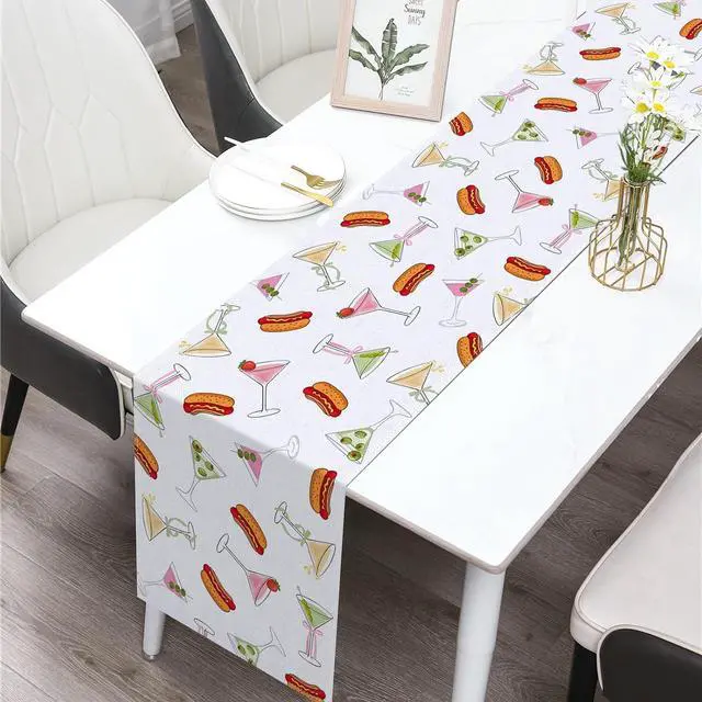 Alt view image 2 of 6 - Weenies and Tinis Table Runner Hot Dog Martini Party Decoration Birthday Bachelorette Dining Room Home Kitchen Table Decor (13" x 72")