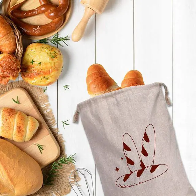Alt view image 7 of 7 - Augshy 4 Packs Linen Bread Bags for Homemade Bread | Natural Unbleached Linen Fabric, Reusable Storage Bags for Homemade Bread And Artisan, Home Baking Supplies