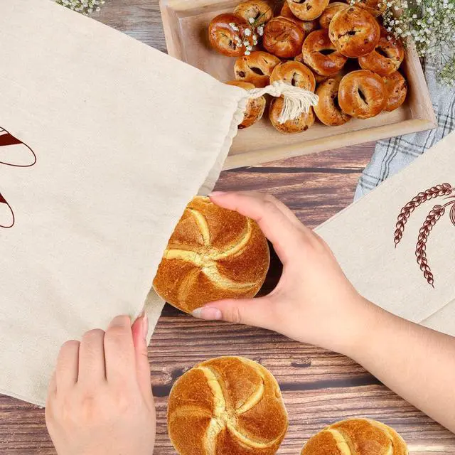 Alt view image 5 of 7 - Augshy 4 Packs Linen Bread Bags for Homemade Bread | Natural Unbleached Linen Fabric, Reusable Storage Bags for Homemade Bread And Artisan, Home Baking Supplies