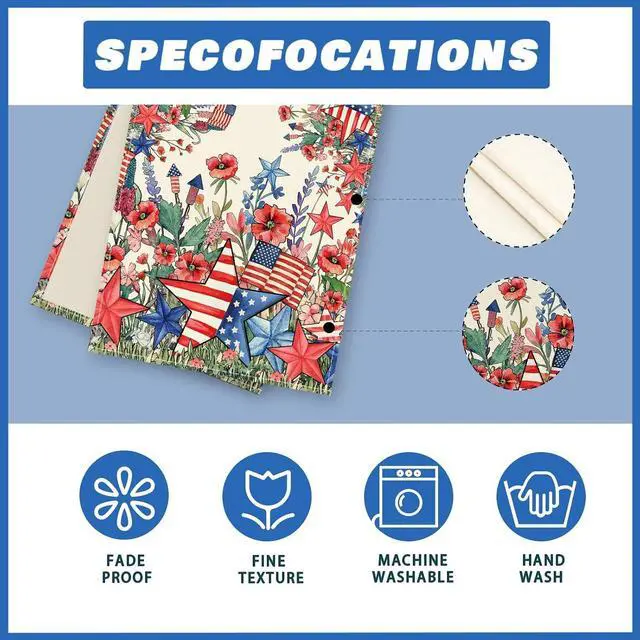 Alt view image 5 of 6 - XCHI Watercolor Flowers America Stars Fireworks Memorial Day Table Runner 4th of July Patriotic Independence Day Table Decoration for Party Home Kitchen Dining Holiday Decor 13x72 Inch