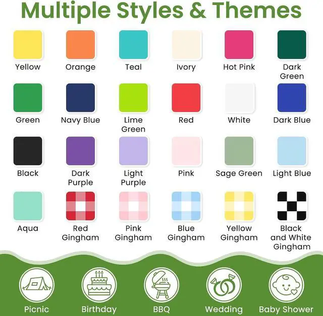Alt view image 7 of 7 - 84 Inch Sage Green Round Plastic Tablecloth Disposable, 2 Pack | Waterproof Round Table Cover, for Birthday Party, Easter Decor, Baby Shower, and Outdoor Picnic