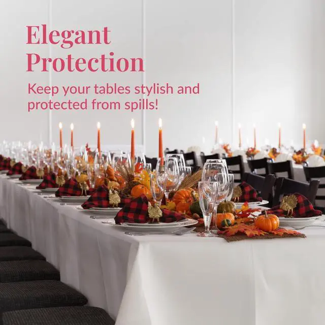 Alt view image 2 of 7 - Prestee 4 Pack Plastic Table Cloth Disposable - 108" x 54" White Table Cloth Rectangle Table Cover - Heavy-Duty Waterproof Disposable Tablecloths for Weddings, Parties, BBQs, and Outdoor Dining Events