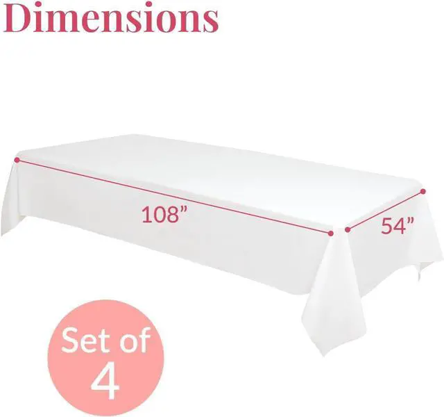 Alt view image 3 of 7 - Prestee 4 Pack Plastic Table Cloth Disposable - 108" x 54" White Table Cloth Rectangle Table Cover - Heavy-Duty Waterproof Disposable Tablecloths for Weddings, Parties, BBQs, and Outdoor Dining Events