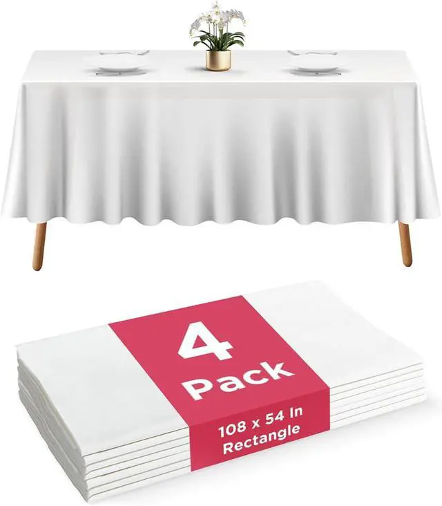 Alt view image 7 of 7 - Prestee 4 Pack Plastic Table Cloth Disposable - 108" x 54" White Table Cloth Rectangle Table Cover - Heavy-Duty Waterproof Disposable Tablecloths for Weddings, Parties, BBQs, and Outdoor Dining Events