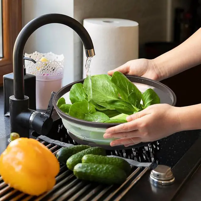 Alt view image 5 of 7 - Microwave Splatter Cover & Silicone Mat, 10inch | Black, Collapsible, Vented, Reusable Food Guard & Plate Cover, Heat-Resistant Trivet for Pots, Pans, & Kitchen Counter