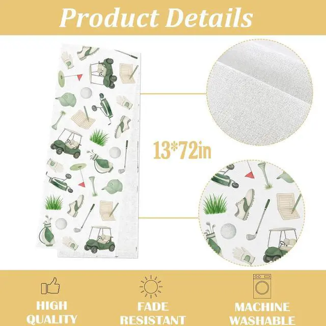 Alt view image 3 of 6 - Golf Party Decorations Let's Partee Table Runner Sports Ball Birthday Party Decoration Home Kitchen Dining Room Table Decor (13" x 72")