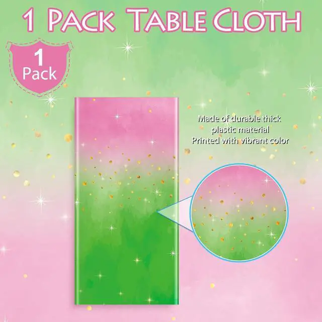 Alt view image 4 of 7 - 1pcs 54x108Inch Witch Party Decorations Tablecloth,Pink and Green Disposable Rectangle Plastic Table Cloth,Witch Theme Table Cover for Kids Baby Shower Wedding Birthday Party Supplies Decors