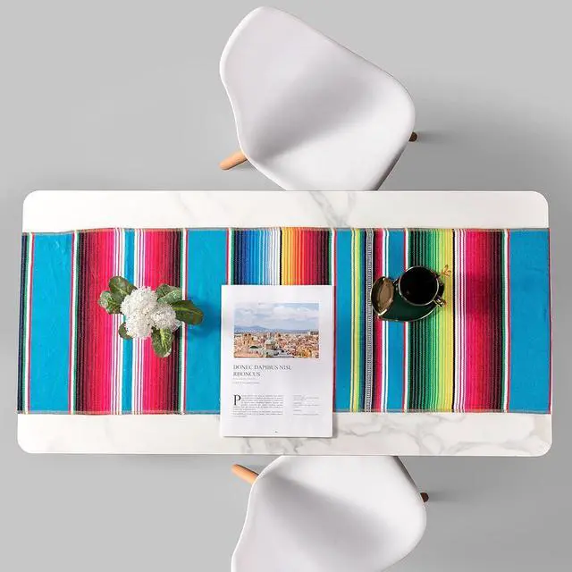 Alt view image 2 of 7 - Mexican Table Runner 1Pack 14 x 84 Inches Fiesta Mexican Theme Party Decoration for Cinco de Mayo Fiesta Party Serape Zarape Table Runner