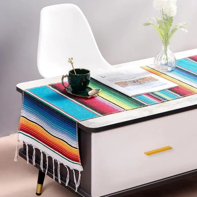 Alt view image 4 of 7 - Mexican Table Runner 1Pack 14 x 84 Inches Fiesta Mexican Theme Party Decoration for Cinco de Mayo Fiesta Party Serape Zarape Table Runner