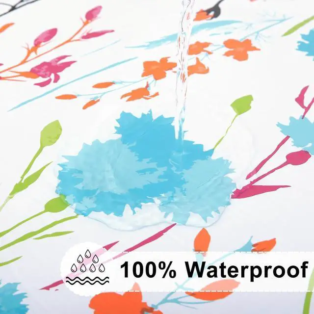 Alt view image 3 of 7 - misaya Rectangle Vinyl Tablecloth, Fitted Table Cover, 100% Waterproof, Elastic Edge, Flannel Backing, Plastic Table Cloth Fit 6 Foot Folding Tables for Picnic, Camping, Outdoor (Flowers, 30x72 inch)