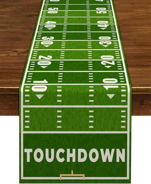 Main image of Nepnuser American Football Court Table Runner Touch Down Football Birthday Party Decoration Boy Sport Farmhouse Home Dining Room Kitchen Table Decor (13" x 72")