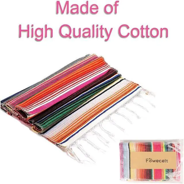 Alt view image 2 of 7 - Fowecelt Mexican Serape Table Runner 14 x 84 Inch for Mexican Party Wedding Decorations Outdoor Picnics Dining Table Cotton Table Runners for Fringe