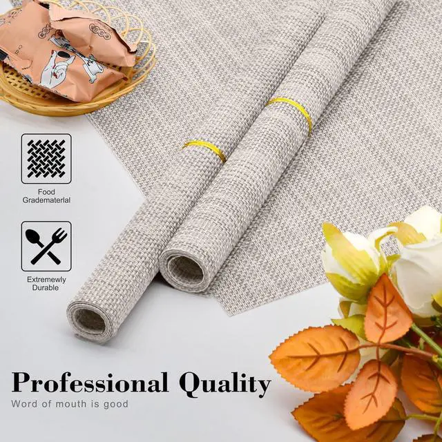 Alt view image 3 of 6 - Placemats Set of 4 Washable Indoor(Beige) | Outdoor Vinyl Place Mats for Dining Table Durable Non-Slip Heat Resistant PVC Weave Table Mats