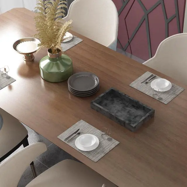 Alt view image 6 of 6 - Placemats Set of 4 Washable Indoor(Beige) | Outdoor Vinyl Place Mats for Dining Table Durable Non-Slip Heat Resistant PVC Weave Table Mats