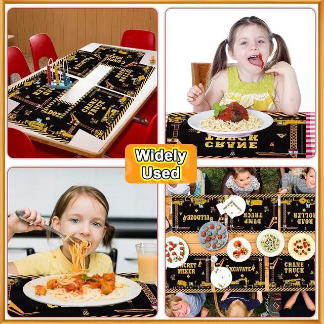 Alt view image 5 of 7 - Construction Placemats Set of 6 Toddler Plastic Table Mats Dump Truck Place Mats Washable Vinyl Nursery Homeschool Table Decoration for Indoor Outdoor Party Kitchen Dining