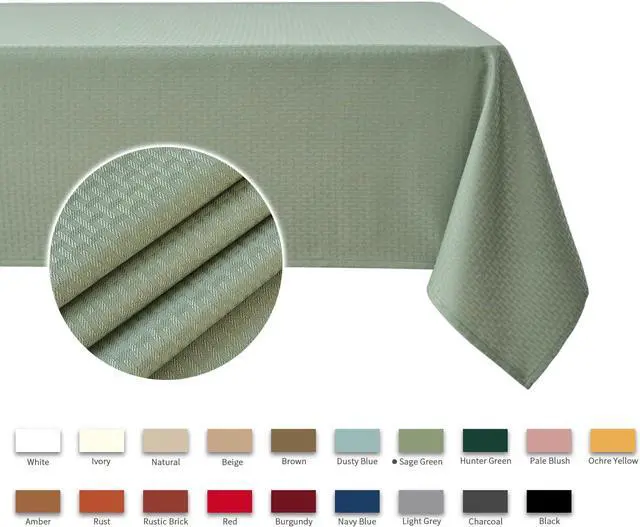 Alt view image 3 of 7 - maxmill Rectangle Tablecloth Weaved Pattern Waterproof Spillproof Wrinkle Free Table Cloth, Kitchen Dining Tabletop Decoration, Fabric Table Cover for Holiday Parties, 52 x 70 Inch, Sage Green